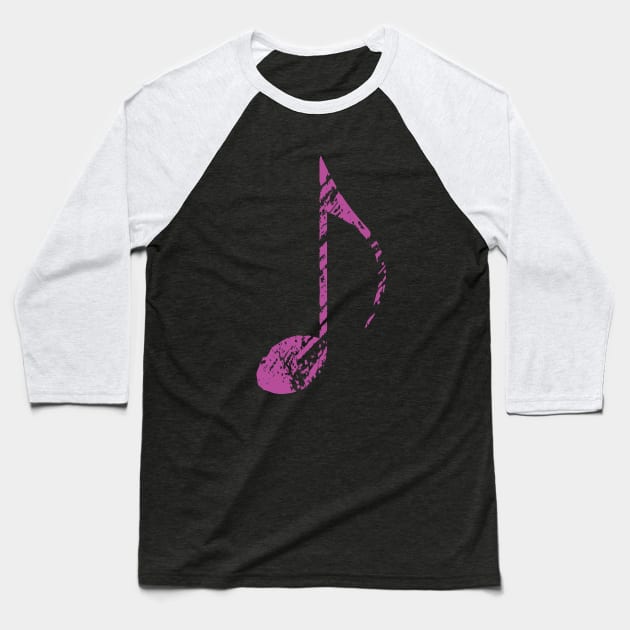 Cool Grunge Music Note Purple Baseball T-Shirt by Mi Bonita Designs